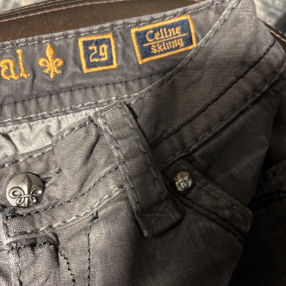 Rock Revival Celine Skinny faded charole Size 29 Stretch Silver Bling Selvage - Picture 10 of 11